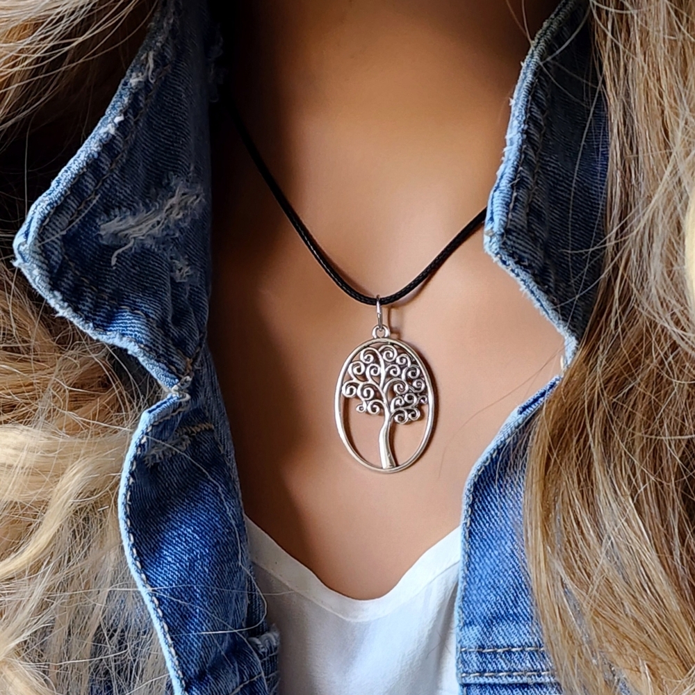 โค๏ธ Tree Of Life Jewelry Hypoallergenic Necklace Silver Oval Pendant